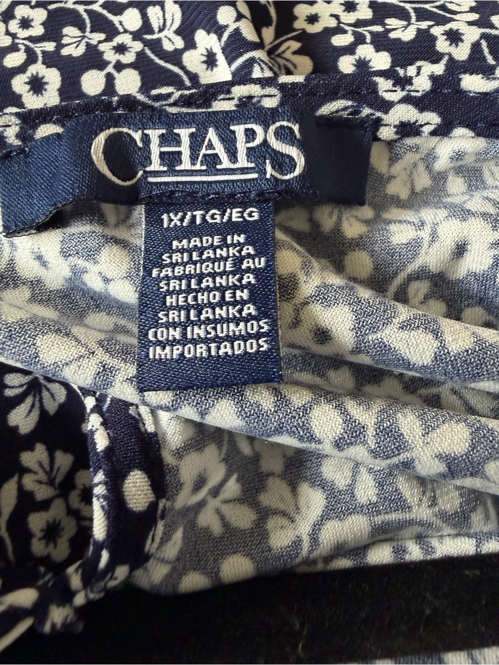 Chaps Navy Floral Sleeveless Tie Waist Midi Dress 1X - Picture 4 of 8